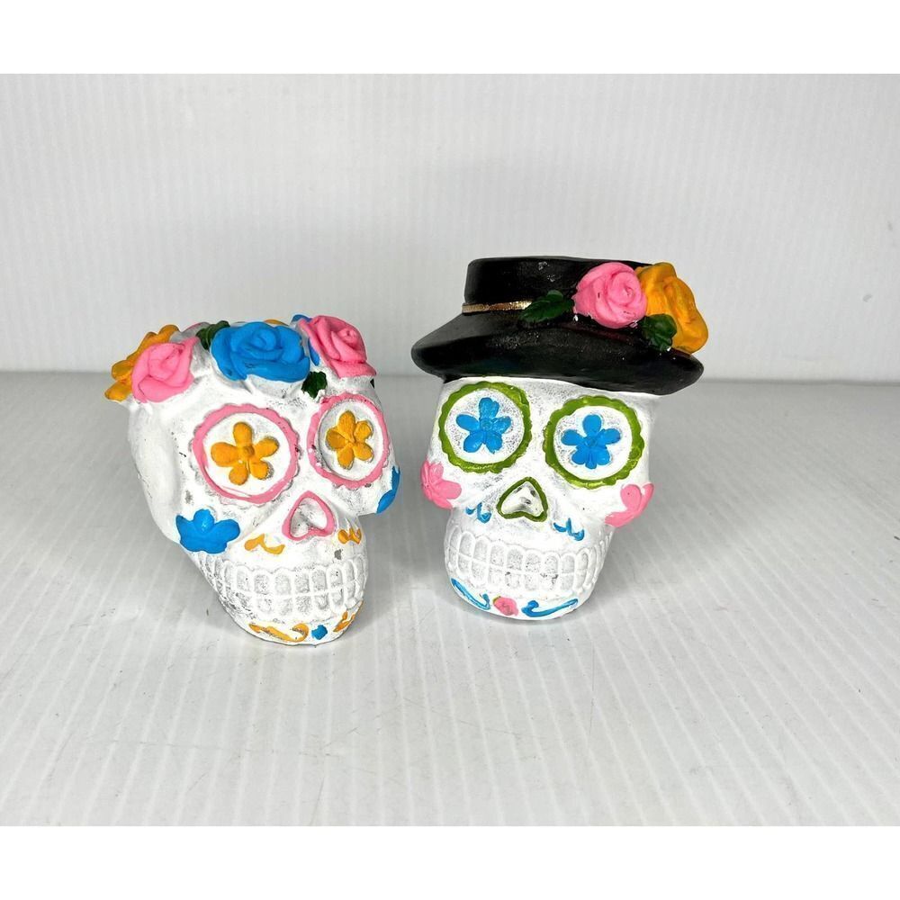 Sugar Skull Married Couple Pair Dia de Los Muertos